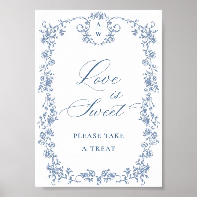 Blaue Blume Verzierte Viktorianische Grace Liebe i Poster (Vorne)