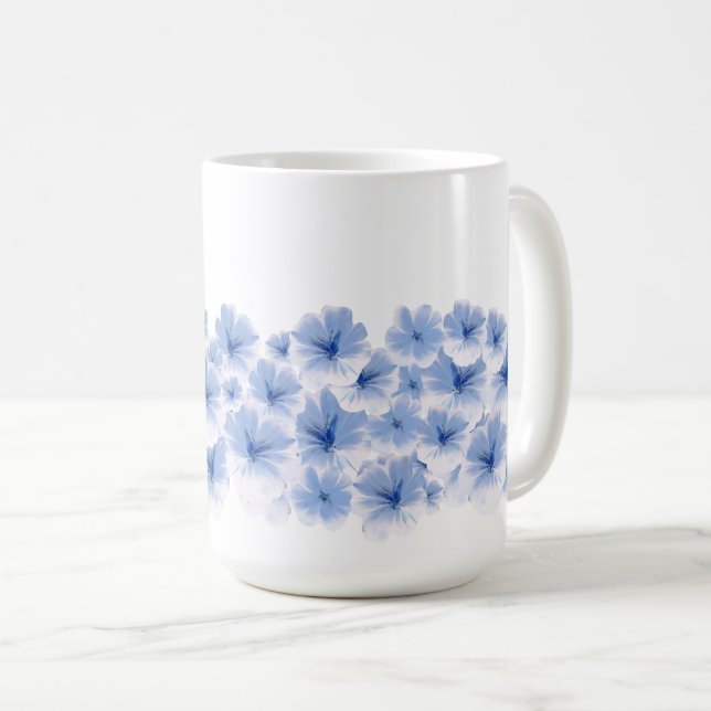 Blaue Blume Wasserfarbe Kaffeetasse (VorderseiteRechts)