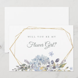 Blaue Blume wird meine Blume-Girl-Karte sein Einladung