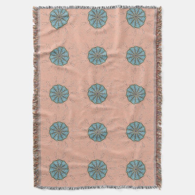 Blaue Blume zeichnend Muster Decke (Vorderseite Vertikal)