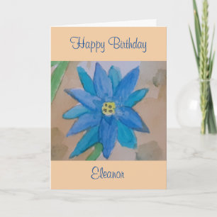 Blaue Blume zum Geburtstag Karte