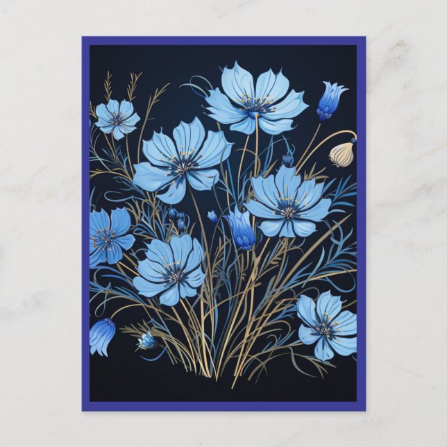 BLAUE BLUMEN #1 POSTKARTE (Vorderseite)
