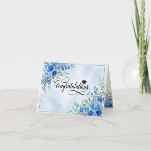 Blaue Blumen-Abschluss-Gratulationskarte Karte