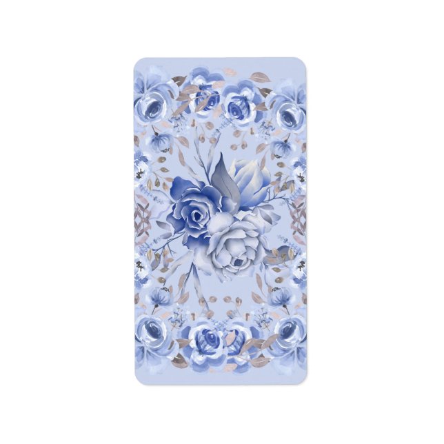 Blaue Blumen Adressaufkleber (Vorne)