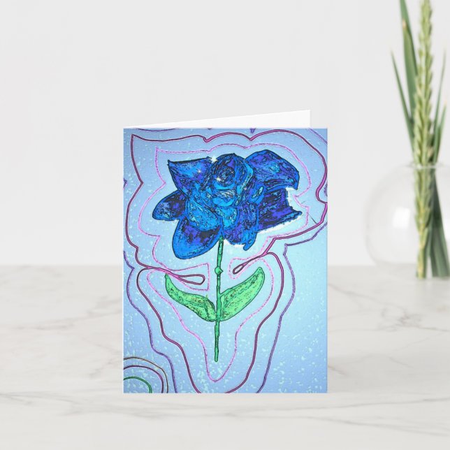 Blaue Blumen-Anmerkungs-Karte Karte (Vorderseite)