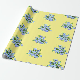 Blaue Blumen auf dem Gelben Land Geschenkpapier