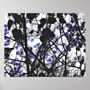 Blaue Blumen auf dem Winterbaumkonzept digitale Ku Poster