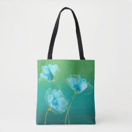 Blaue Blumen auf Ombre Hintergrund-Tasche Tasche