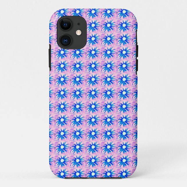blaue Blumen auf rosa Hülle (Rückseite)