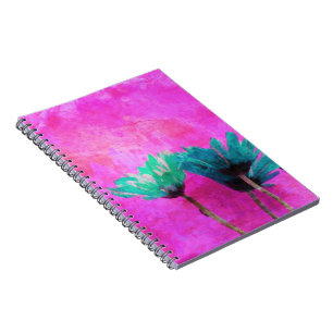 Blaue Blumen auf Rosa Notizblock
