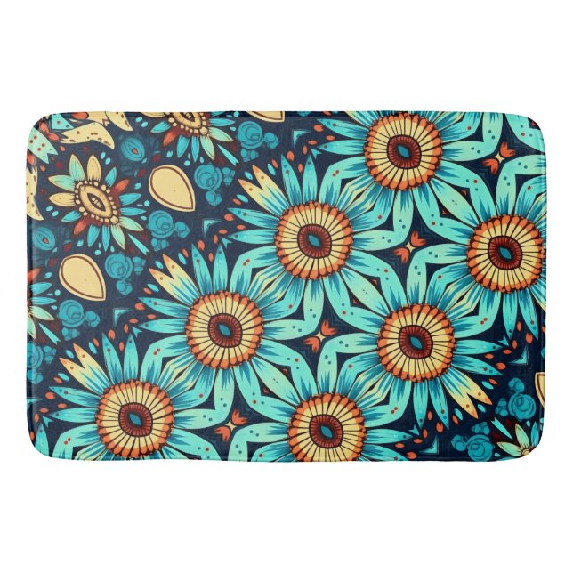 Blaue Blumen Badematte (Vorderseite)