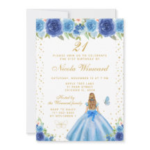 Blaue Blumen Blond Haar Prinzessin Geburtstagsfeie