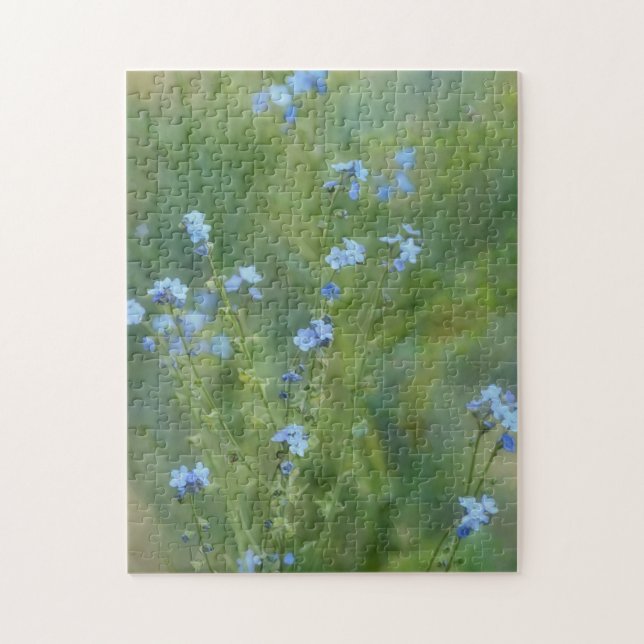 Blaue Blumen Blumen Natur Kunst Puzzle (Vertikal)