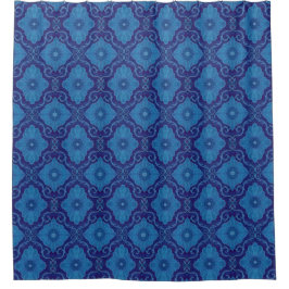 Blaue Blumen, Blumenmotiv, böhmischer Vintager Sti Duschvorhang