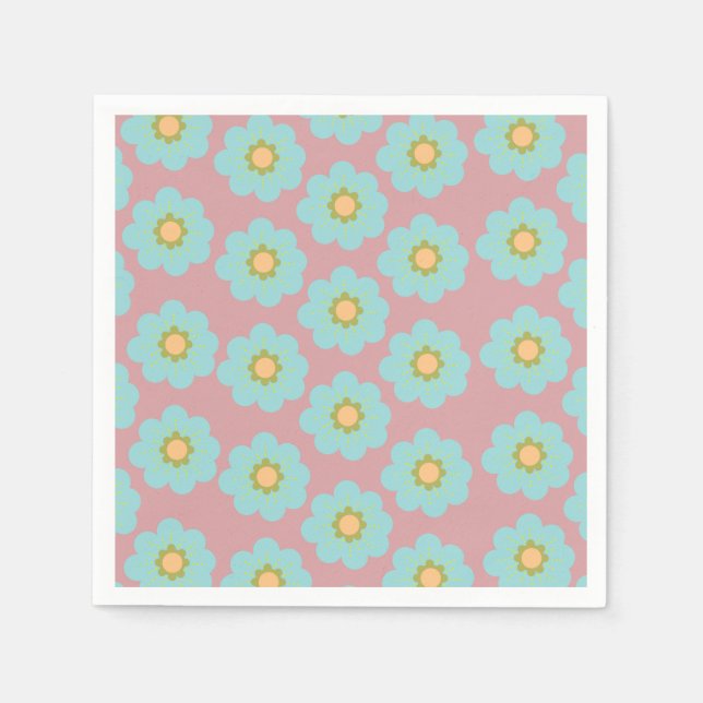 Blaue Blumen Blumenmuster Muster Custom Background Serviette (Vorderseite)