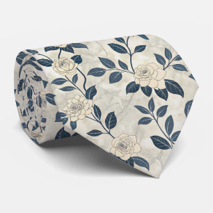 Blaue Blumen Botanik Muster (3) Krawatte