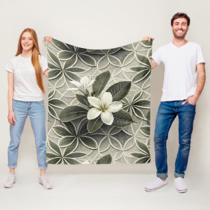 Blaue Blumen Botanik Muster (8) Fleecedecke