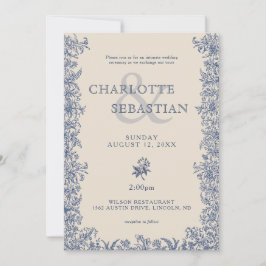 Blaue Blumen Botanische Hochzeit Einladung