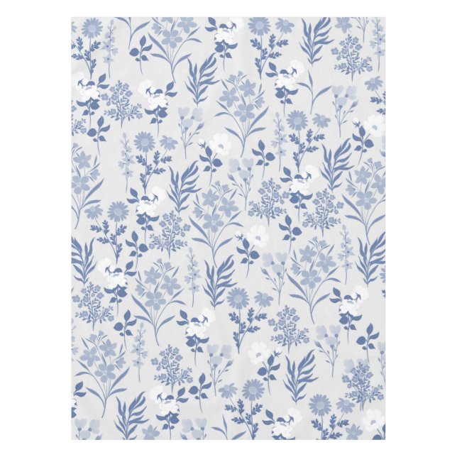 Blaue Blumen Botanische Malerei Tischdecke (Vorderseite)