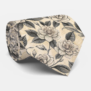 Blaue Blumen Botanisches Muster Vintage (9) Krawatte