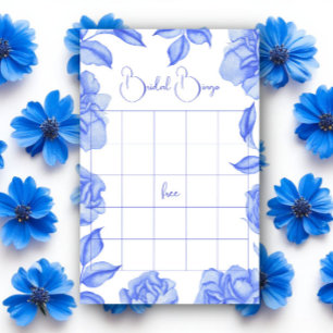 Blaue Blumen Brautparty-Bingo-Spiel
