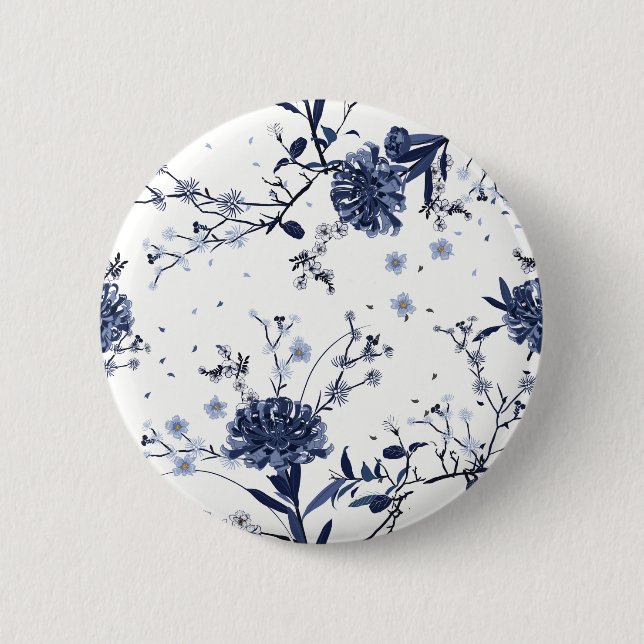 Blaue Blumen Button (Vorderseite)