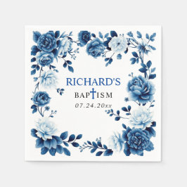 Blaue Blumen Chinoiserie Blumenjungen Taufe Serviette