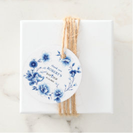 Blaue Blumen Chinoiserie Junge Taufe Vielen Dank Geschenkanhänger
