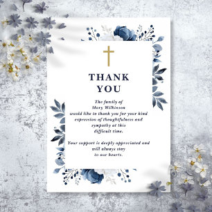 Blaue Blumen Christliche Feier des Lebens Trauerfe Dankeskarte