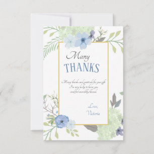 Blaue Blumen danken Ihnen zu kardieren Dankeskarte
