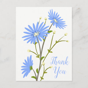 Blaue Blumen Dankeschön Gänseblümchen Blumen Hochz Postkarte
