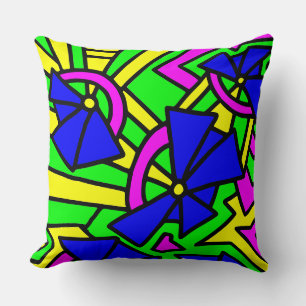 Blaue Blumen Doodle-Kunst Kissen