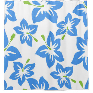 Blaue Blumen Duschvorhang