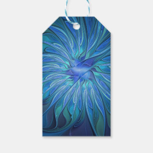 Blaue Blumen-Fantasie-Muster, abstrakte Fraktal-Ku Geschenkanhänger