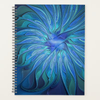 Blaue Blumen-Fantasie-Muster, abstrakte Fraktal-Ku