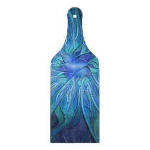 Blaue Blumen-Fantasie-Muster, abstrakte Fraktal-Ku Schneidebrett