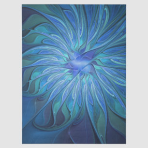 Blaue Blumen-Fantasie-Muster, abstrakte Fraktal-Ku Seidenpapier