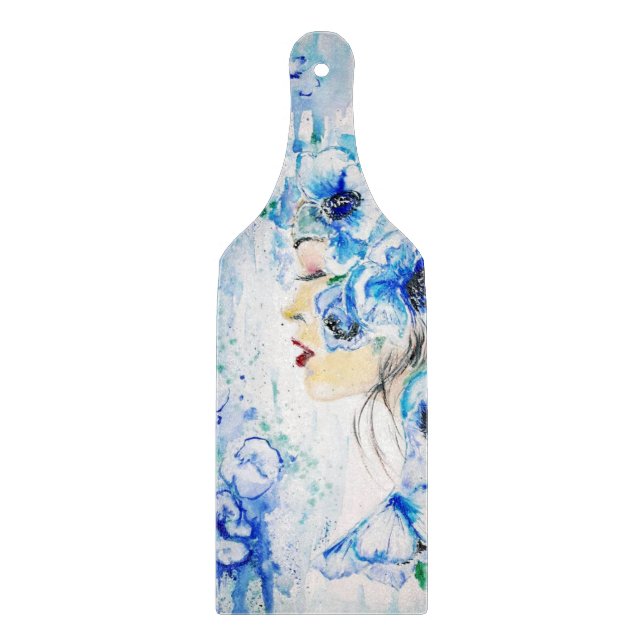 Blaue Blumen Fantasy Cutting Fantasy Malen Schneidebrett (Vorderseite)