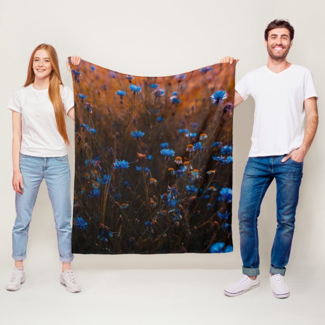 Blaue Blumen Fleecedecke (Beispiel)