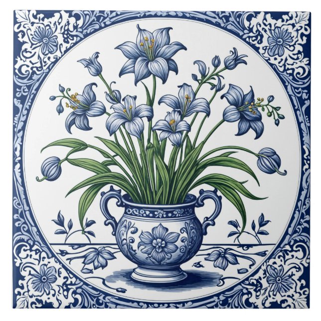 Blaue Blumen Fliese (Vorderseite)