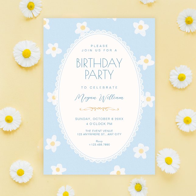 Blaue Blumen Geburtstag Einladung (Von Creator hochgeladen)