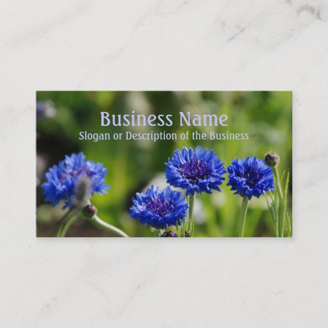 Blaue Blumen-Geschäfts-Karte Visitenkarte (Vorderseite)