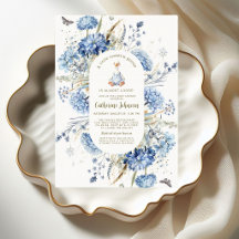 Blaue Blumen-Gingham-Verrückte-Gans-Baby-Party