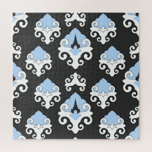 Blaue Blumen Grauer Hintergrund Muster