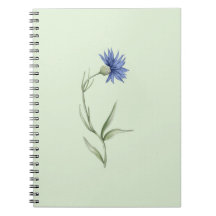 Blaue Blumen Grüne Ästhetik-Notizbuch