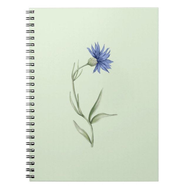 Blaue Blumen Grüne Ästhetik-Notizbuch Notizblock (Vorderseite)