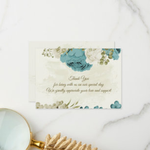 Blaue Blumen Grüne Hochzeit Dankeskarte