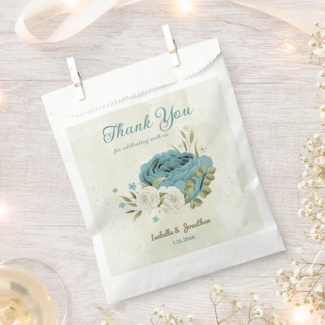 Blaue Blumen Grüne Hochzeit Geschenktütchen (Ausgeschnitten)