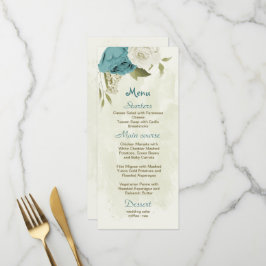 Blaue Blumen Grüne Hochzeit Menükarte