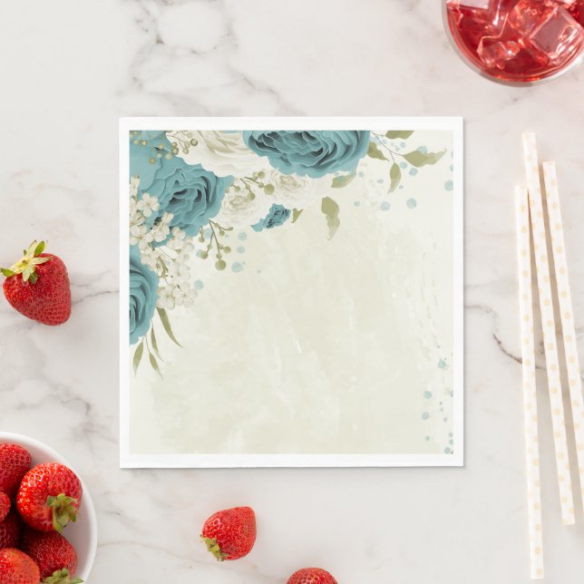 Blaue Blumen Grüne Hochzeit Serviette (Beispiel)